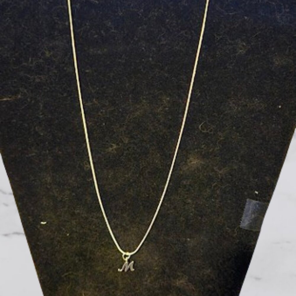 Necklace 'M' Inital Silver Toned Hand Assembled